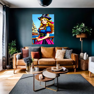 Femme celtique Pirate   AI Art Poster