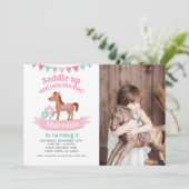 Femme, Cheval Invitation à l'anniversaire avec pho (Debout devant)