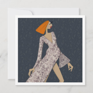 Femme Confiante Carte d'Art de Mode Élégante et Gl