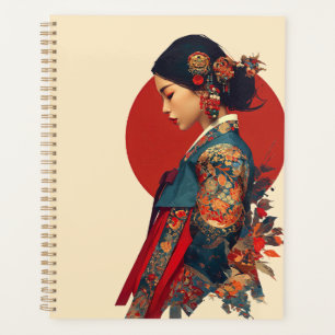 Femme coréenne élégante en portrait d'art de toile