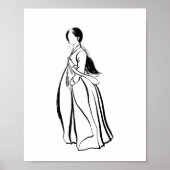 Femme coréenne Hanbok avec affiche d'encre Norigae (Devant)