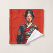 Femme coréenne moderne en portrait de Hanbok (Gant de toilette)