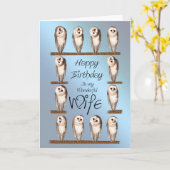 Femme, Curious owls carte d'anniversaire. (Fleur jaune)