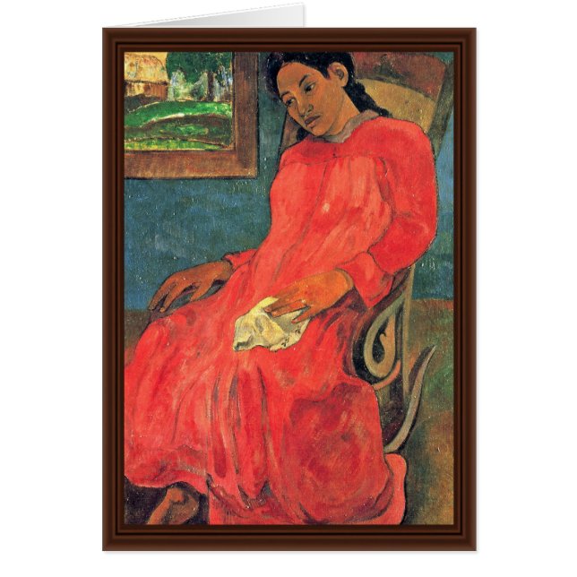Femme dans la robe rouge par Paul Gauguin (la (Devant)