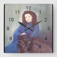 Femme dans Panthère noire horloge murale acrylique