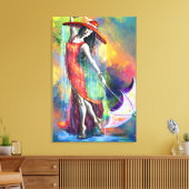 Femme dansante avec impression sur toile de parapl (Insitu(Salon))