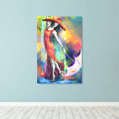 Femme dansante avec impression sur toile de parapl (Insitu (Plancher de Bois))
