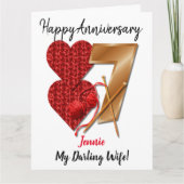 Femme de carte de Mariage de 7 ans personnalisée (Devant)