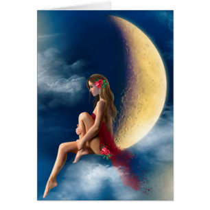 Femme de carte, fée de nuit sur la lune