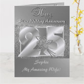 Femme de carte personnalisée pour le 25e anniversa (Fleur jaune)