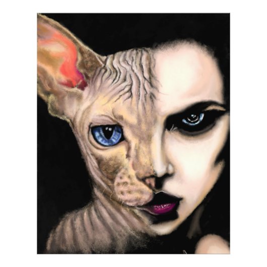 Femme de chat - Photo du visage Impression - Peint (Devant)