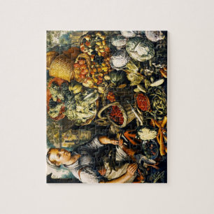 Femme de marché avec Fruit/Légumes Puzzle avec éta