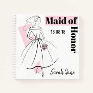 Femme de mode rose femme d'honneur carré carnet