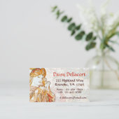 Femme de Mucha avec des cartes de visite de (Debout devant)