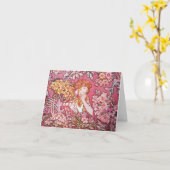 Femme de Mucha parmi des cartes de note de Nouveau (Fleur jaune)