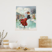 Femme de patinage sur glace Poster vintage (Cuisine)