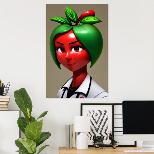Femme de pomme anthropomorphique | AI Art Poster (Bureau à domicile)
