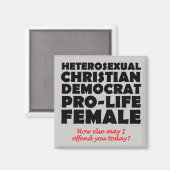 Femme démocrate offensive Magnet chrétien (Recto/Verso)