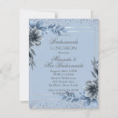 Femme d'honneur Dusty Blue Floral Invitations de d (Devant)