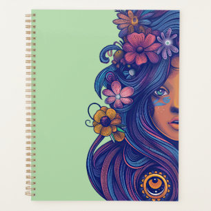 Femme d'Imaginaire Boho avec cheveux floraux