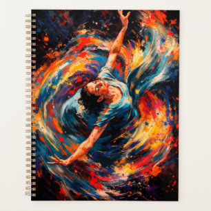 Femme Dynamique Dançant Couleurs Tourbillonnantes 