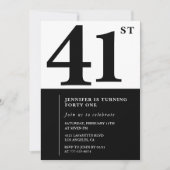 Femme Elegant 41e anniversaire invitation Noir (Devant)