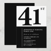 Femme Elegant 41e anniversaire invitation Noir (Devant / Derrière)