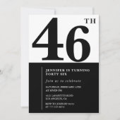 Femme Elegant 46e anniversaire invitation Noir (Devant)