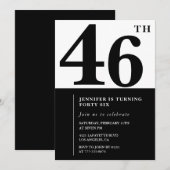 Femme Elegant 46e anniversaire invitation Noir (Devant / Derrière)