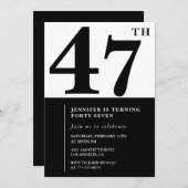 Femme Elegant 47e anniversaire invitation Noir (Devant / Derrière)