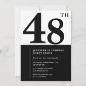 Femme Elegant 48e anniversaire invitation Noir (Devant)
