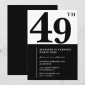 Femme Elegant 49e anniversaire invitation Noir (Devant / Derrière)