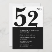 Femme Elegant 52e anniversaire invitation Noir (Devant)
