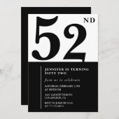 Femme Elegant 52e anniversaire invitation Noir (Devant / Derrière)