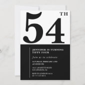 Femme Elegant 54e anniversaire invitation Noir (Devant)
