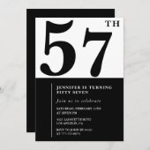 Femme Elegant 57e anniversaire invitation Noir (Devant / Derrière)