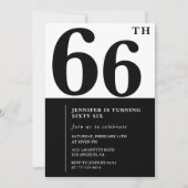 Femme Elegant 66e anniversaire invitation Noir (Devant)