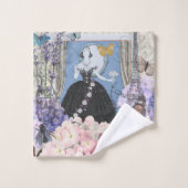 Femme élégante bleue Robe florale Chic (Gant de toilette)