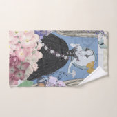 Femme élégante bleue Robe florale fantaisie  (Serviette à main)