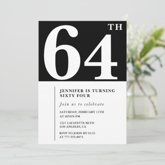 Femme Élégante invitation 64e anniversaire Chic Si (Debout devant)