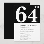 Femme Élégante invitation 64e anniversaire Chic Si (Devant / Derrière)