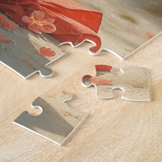 Femme en fleurs de prune. Puzzle (Côté)