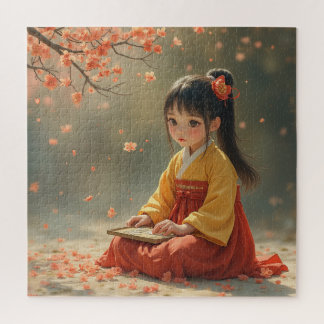 Femme en fleurs de prune. Puzzle