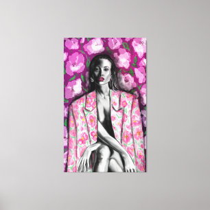 Femme En Fleurs Veste Toile Imprimer