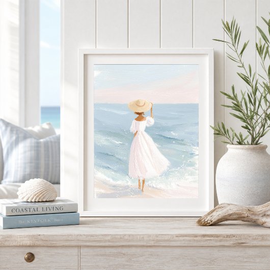 Femme en Impression d'Art Côtière Blanche