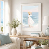 Femme en Impression d'Art Côtière Blanche
