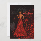 Femme en Robe Rouge Valentines Carte de Jour (Devant)