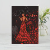 Femme en Robe Rouge Valentines Carte de Jour (Debout devant)