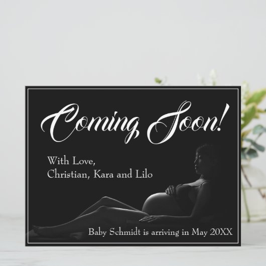 Femme enceinte - Bientôt, Faire-part bébé (Debout devant)