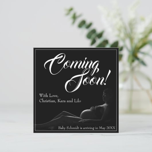 Femme enceinte - Bientôt, Faire-part bébé (Debout devant)